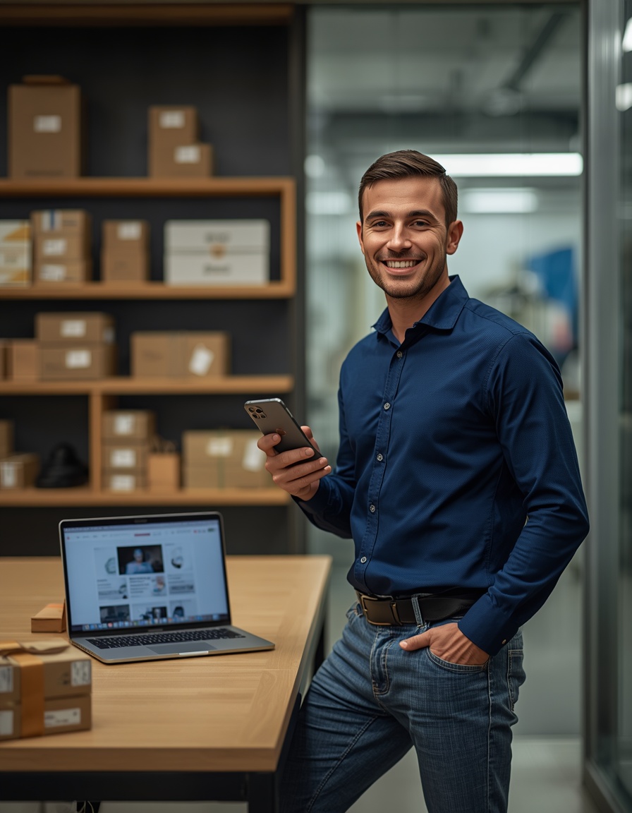 Proprietário de e-commerce com operação de vendas online